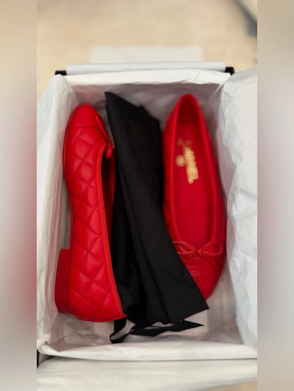 Chanel Quilted Ballet Flats in Bright Red, Size 36.5 (Brand New)